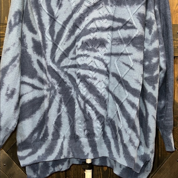 Wonderly Tie Dye Sweater 4X Blue Ribbed Stretch Relaxed Boho Cozy Casual Cotton - Picture 3 of 9